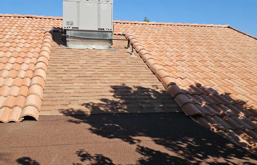 tiles-roofing newly installed tile roof after a repair in bakersfield ca