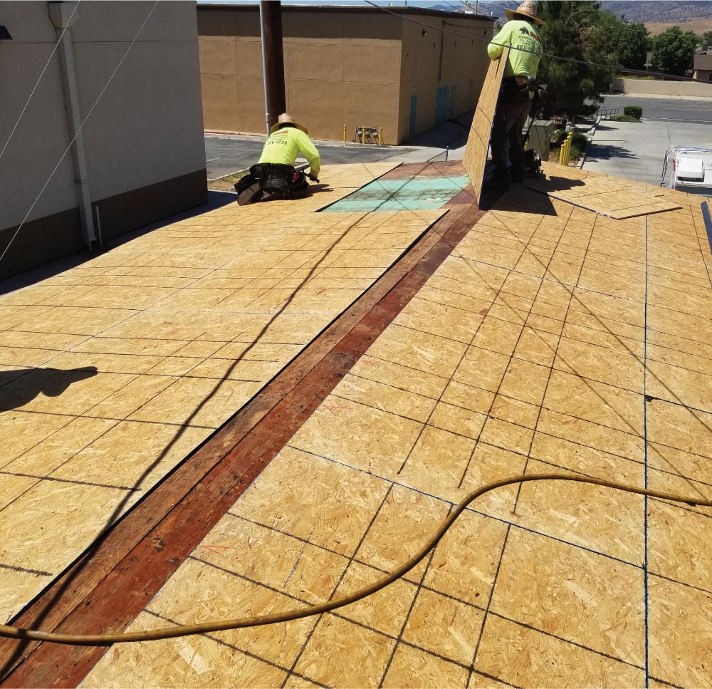 Professional new asphalt shingle roof in progress in wasco, ca